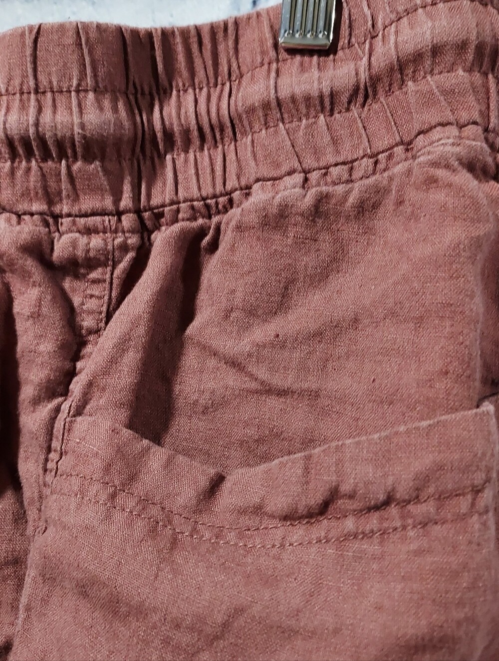 Athleta Cabo 100% Linen 4" Shorts Women Sz 10 Rose Chambray Pull On Coastal - Picture 4 of 10